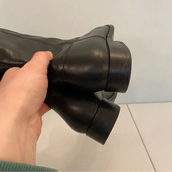 Frye Melissa Button Black Leather Knee High Boot Extended Calf size 9 - Picture 5 of 10